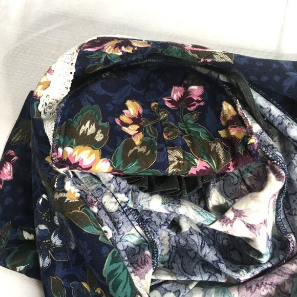 Cottagecore Vintage Jacket Womens 26W Floral Pearl Button Lace Trim - Picture 15 of 15